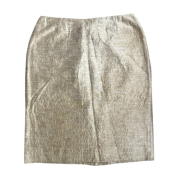 Dana Buchman Silk Skirt Womens 10 Pencil Striped 90s Preppy Shiney Classic Work - Picture 1 of 7